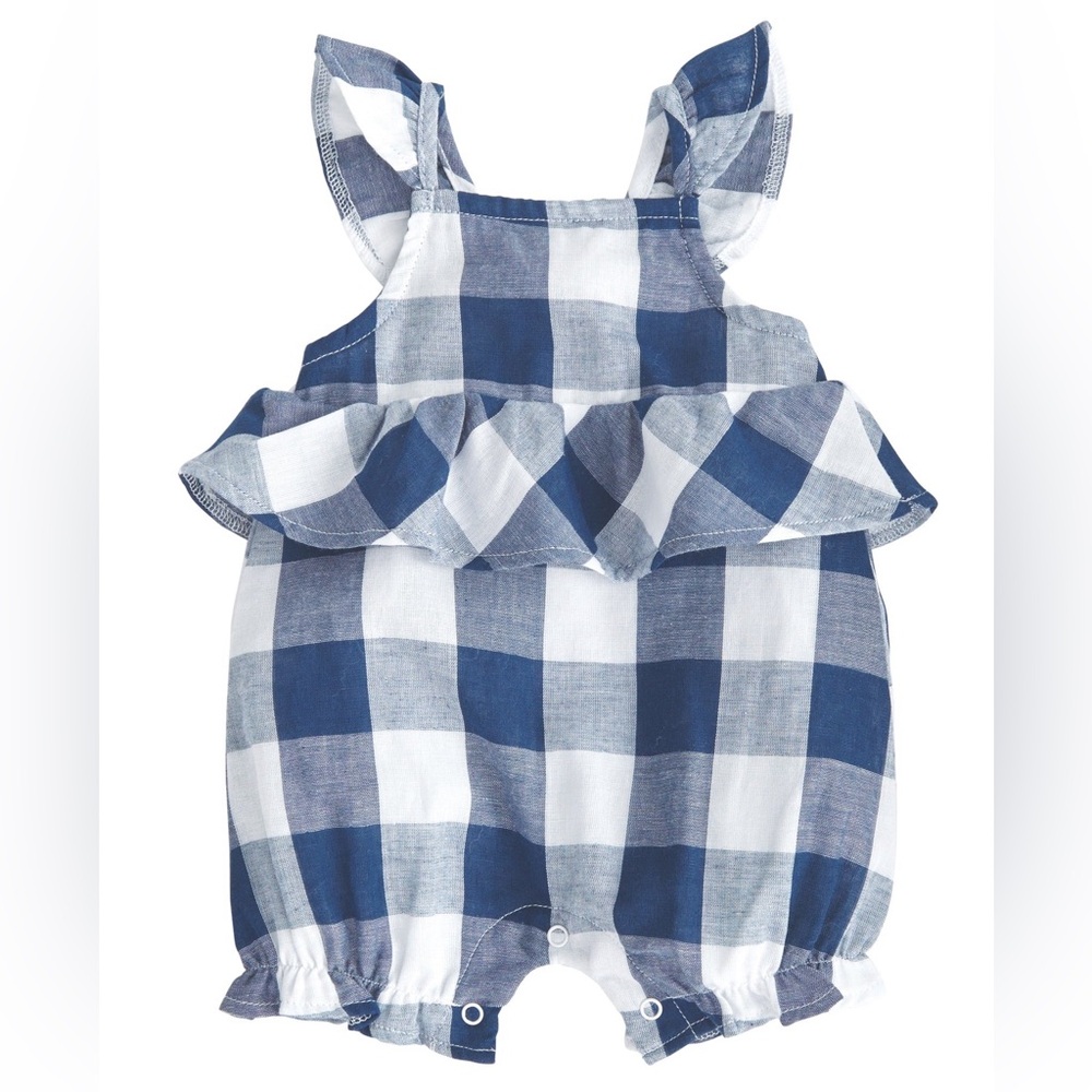 Mud Pie Blue and White Checkered Romper